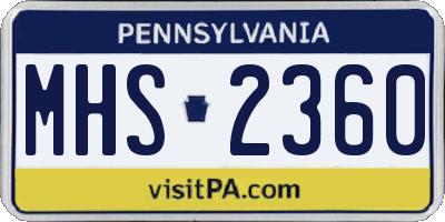 PA license plate MHS2360
