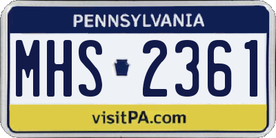PA license plate MHS2361