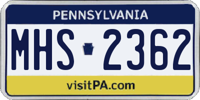 PA license plate MHS2362