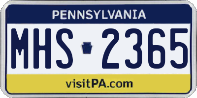 PA license plate MHS2365