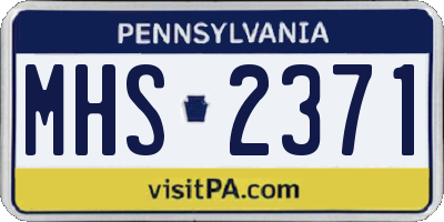 PA license plate MHS2371