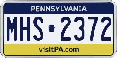 PA license plate MHS2372