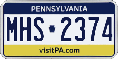 PA license plate MHS2374