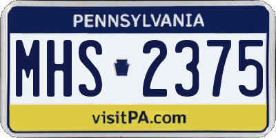 PA license plate MHS2375