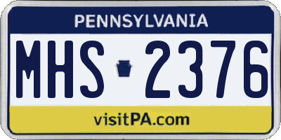 PA license plate MHS2376