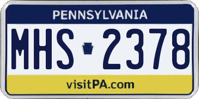 PA license plate MHS2378