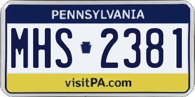PA license plate MHS2381