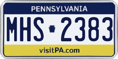 PA license plate MHS2383