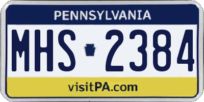 PA license plate MHS2384