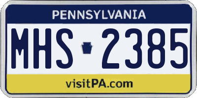 PA license plate MHS2385