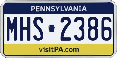 PA license plate MHS2386