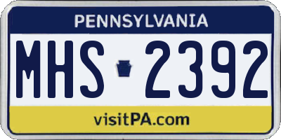 PA license plate MHS2392
