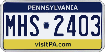 PA license plate MHS2403