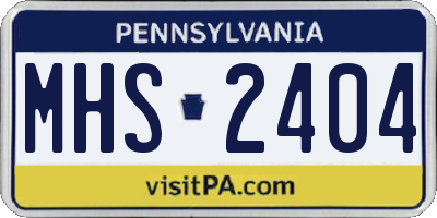 PA license plate MHS2404