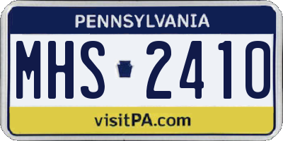 PA license plate MHS2410