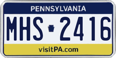 PA license plate MHS2416