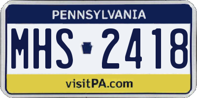 PA license plate MHS2418