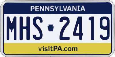 PA license plate MHS2419