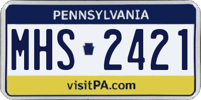 PA license plate MHS2421