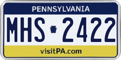 PA license plate MHS2422