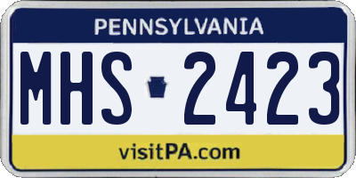 PA license plate MHS2423