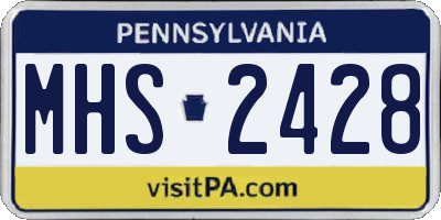 PA license plate MHS2428