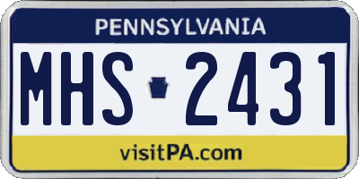 PA license plate MHS2431