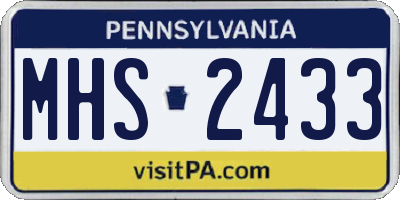 PA license plate MHS2433