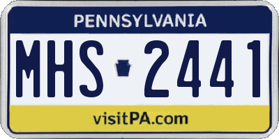 PA license plate MHS2441