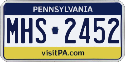 PA license plate MHS2452
