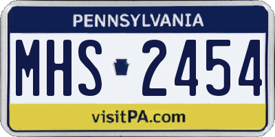 PA license plate MHS2454