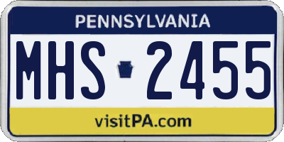 PA license plate MHS2455