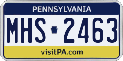 PA license plate MHS2463