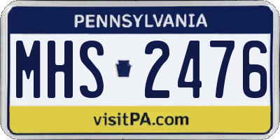PA license plate MHS2476
