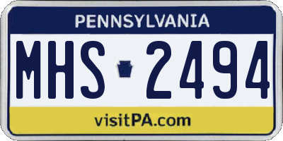 PA license plate MHS2494