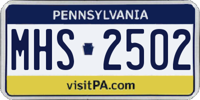 PA license plate MHS2502