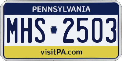 PA license plate MHS2503