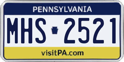 PA license plate MHS2521