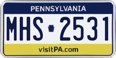 PA license plate MHS2531