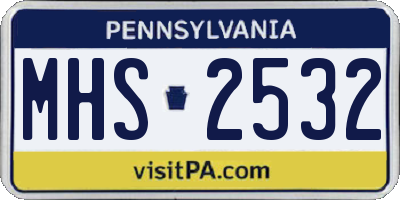 PA license plate MHS2532