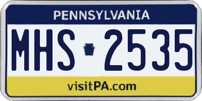 PA license plate MHS2535