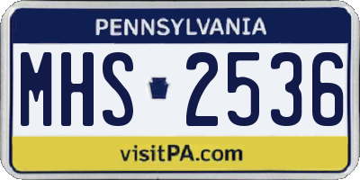 PA license plate MHS2536