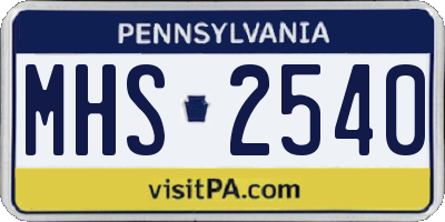 PA license plate MHS2540