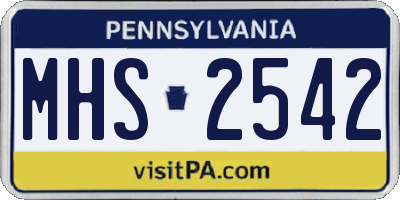 PA license plate MHS2542