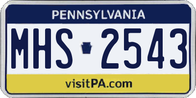 PA license plate MHS2543
