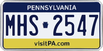 PA license plate MHS2547