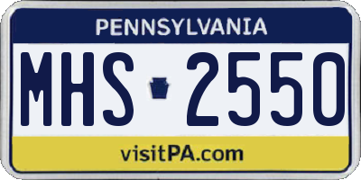 PA license plate MHS2550