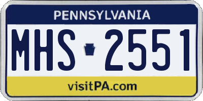 PA license plate MHS2551