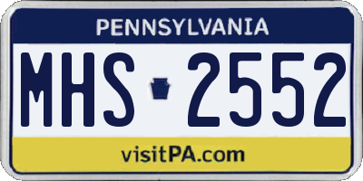 PA license plate MHS2552