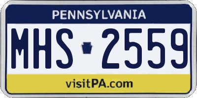 PA license plate MHS2559